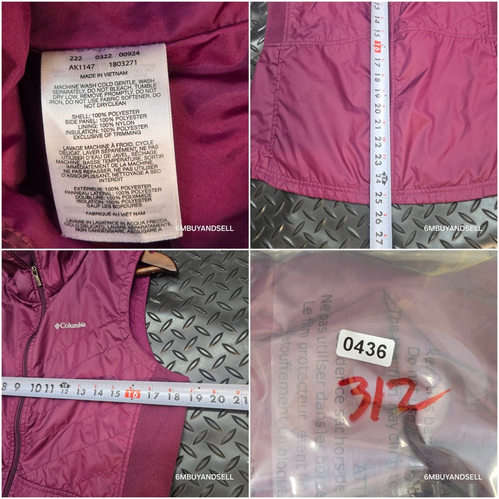 Columbia Womens Purple Quilted Puffer Vest Fleece Side Panels AK1147 Size M - Picture 6 of 9